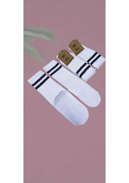 Yoga Pilates Çorabı Tırtıklı Kadın Kaymaz Silikon Taban Pamuklu Soket Tenis Çorap Altı Havlulu Beyaz fiyatları