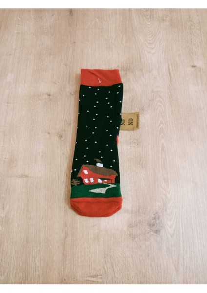 Yılbaşı Konseptli Uzun Içi Havlulu Renkli Çorap Kışlık Yeni Yıl Hediyelik Kadın Çorabı