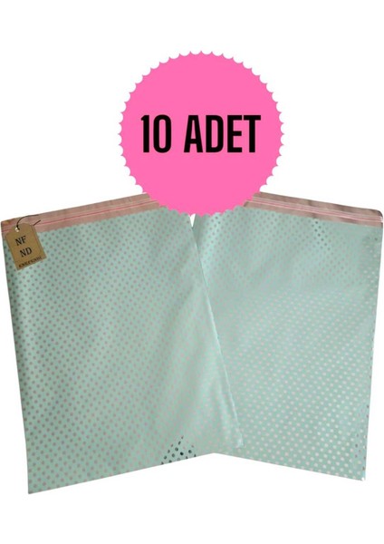 10 Adet Metalize Hediye Poşeti Kendinden Yapışkanlı 25 x 35 Yeşil (Turkuaz)