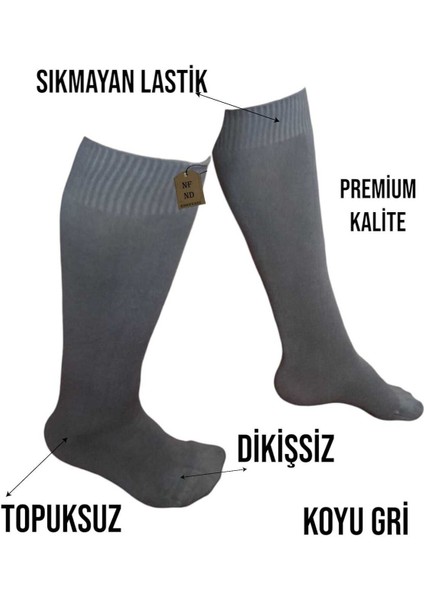 Anne Çorabı Dizaltı 240DEN Pamuklu Dikişsiz Sıkmayan Lastik Topuksuz Pantolon Çorap Saten Doku K Gri