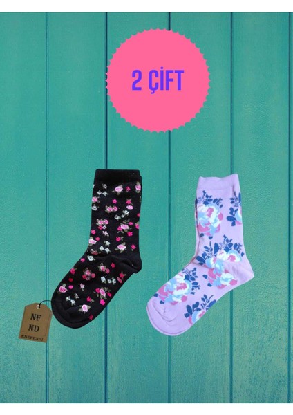 2 Çift Simli Pamuklu Siyah(Dikişsiz) Pembe(Dikişli) Soket Çorabı Yumuşak Kadın Çorap 36-40
