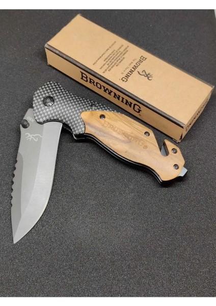 Browning 20CM Yarı Otomatik Ahşap Saplı Taktiksel Kamp ve Outdoor Çakı