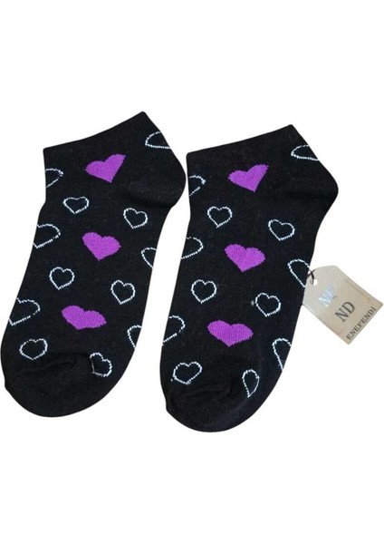 Kadın Patik Çorap 4 Çift Kalp Desenli Pamuklu Kısakonç Çorabı 36-40 modelleri