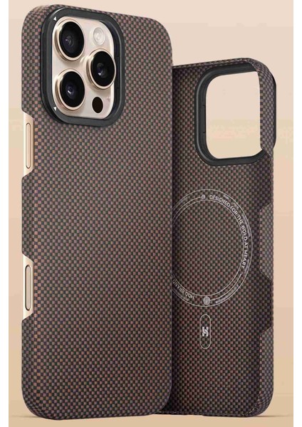 iPhone 16 Pro Uyumlu Fuchsia Lens Standlı Manyetik Şarj Özellikli Kevlar Telefon Kılıfı fırsatları