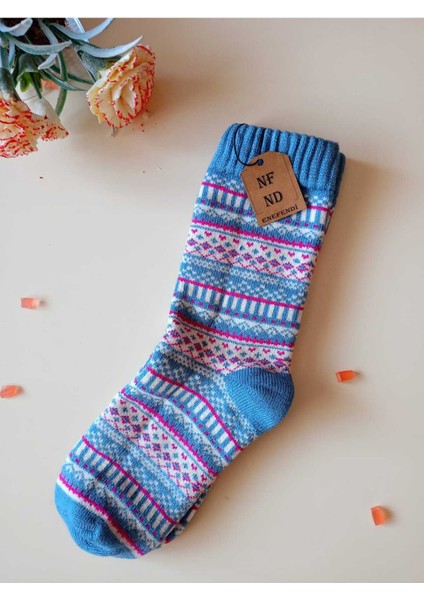 2 Çift Kalın Kışlık Yumuşak Çorap Yılbaşı Motif Etnik Desenli Kadın Çorabı Mavi Mor 36-40 indirimleri