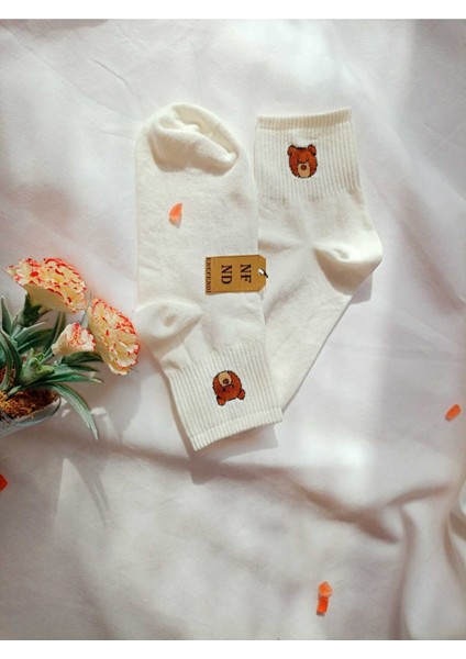 2 Çift Dikişsiz Pamuk Çorabı Soket Yumuşak Kadın Ekru Krem Çorap Hediye 36-40 modelleri