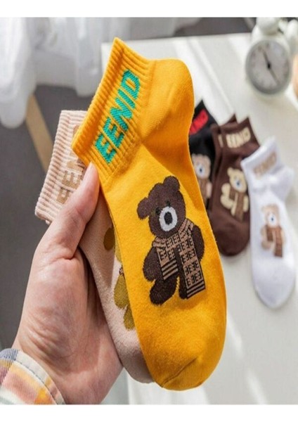 5'li Teddy Bear Ayıcıklı Renkli Patik Ekonomik Paket Unisex Kısa Spor Sneakers Çorap fiyatları