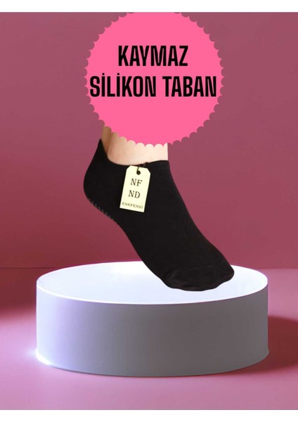 3 Çift Babet Çorap Görünmez Spor Yoga Pilates Kaymaz Silikon Taban 36-40 Siyah Beyaz Krem Dikişsiz modelleri