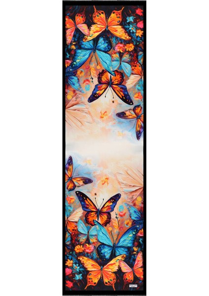 Turkuaz Kelebek Desen Ipek Fular fırsatları