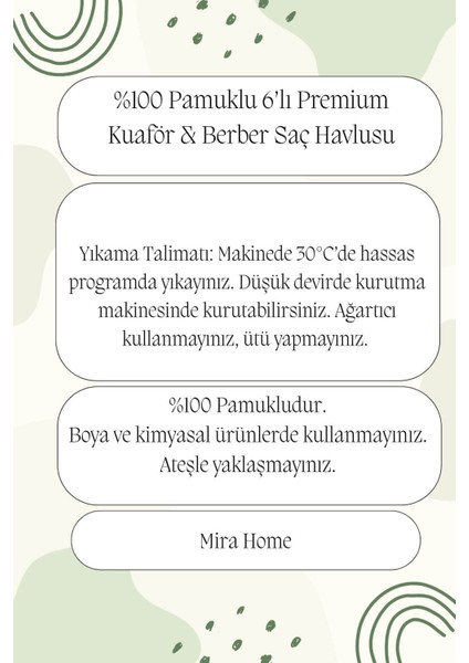 6’lı Premium Pamuklu Kuaför & Berber Saç Havlusu 50 x 90 cm indirimleri
