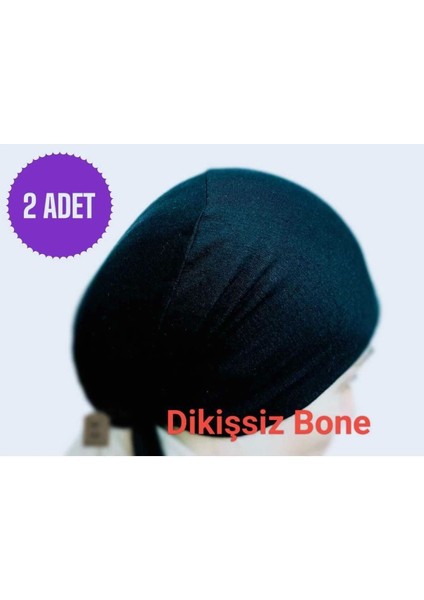 Bone Fırfırsız Hijab, Tesettür Bone, Siyah Penye Dikişsiz Düz Rahat Bone 2 Adet