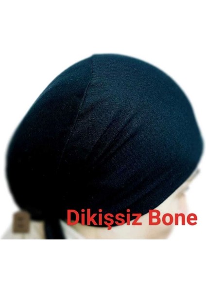 Bone Fırfırsız Hijab, Tesettür Bone, Siyah Penye Dikişsiz Düz Rahat Bone 2 Adet