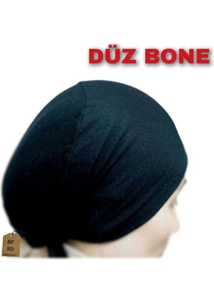 Bone Fırfırsız Hijab, Tesettür Bone, Siyah Penye Dikişsiz Düz Rahat Bone 2 Adet