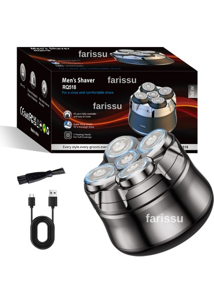 Kel Kafa Tıraş Makinesi RQ518 – Günlük, Sakal ve Baş Tıraşı Için, 5 Başlıklı, USB Şarjlı, Su Geçirmez siyah model gelecektir fiyatları