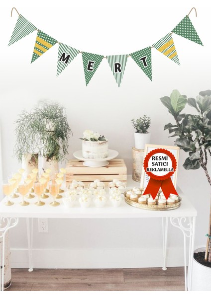 Model 184 Kişiye Özel Isimli Yazılı Banner Doğum Günü Süsü Flama Bayrakları