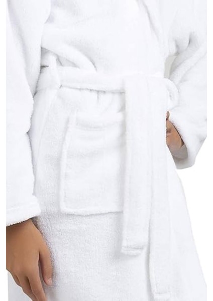 Kapüşonlu Pamuklu Unisex Çocuk Banyo Bornozu 11-14 Yaş