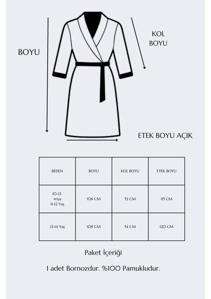 Kapüşonlu Pamuklu Unisex Çocuk Banyo Bornozu 11-14 Yaş