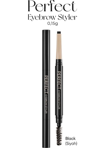 Uzun Süre Kalıcı Asansörlü Kaş Kalemi Perfect Eyebrow Styler (Black)