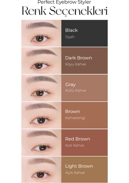 Uzun Süre Kalıcı Asansörlü Kaş Kalemi Perfect Eyebrow Styler (Black)