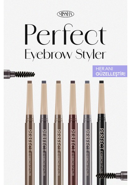 Uzun Süre Kalıcı Asansörlü Kaş Kalemi Perfect Eyebrow Styler (Black)