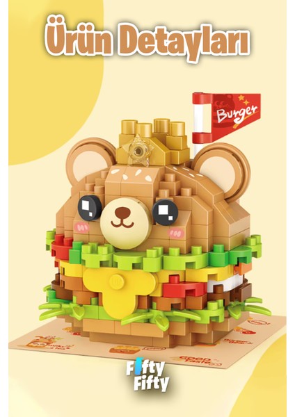 Loz Micro Block Serisi Sevimli Burger 260 Parça Oyuncak Yapım Seti FFLZ-8812
