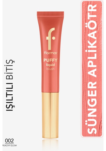 Puffy Liquid Nemlendirici Etkili & Parlak Bitişli Sünger Aplikatörlü Likit Allık (02 Peachy Glow) 8682536093880