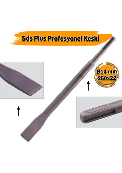 Sds Plus Profesyonel Keski 14X250X22 mm Matkap Ucu Aparatı Beton Tuğla Taş Dayanıklı Çelik Kırıcı Uç