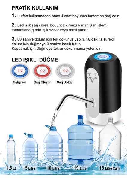 Şarjlı Otomatik Damacana Su Pompası (Bpa Içermez ,ce Belgelidir) modelleri