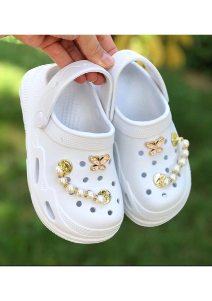Kız Çocuk Sandalet Parlak Inci Detaylı Kaydırmaz Taban Havuz Deniz Ayakkabısı