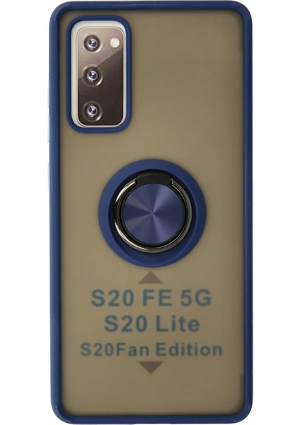 Samsung Galaxy S20 Fe Kılıf Montreal Yüzüklü Silikon Kapak - Lacivert Ynsmr