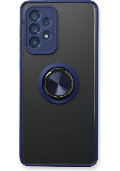 Samsung Galaxy A73 5g Kılıf Montreal Yüzüklü Silikon Kapak - Lacivert Ynsmr