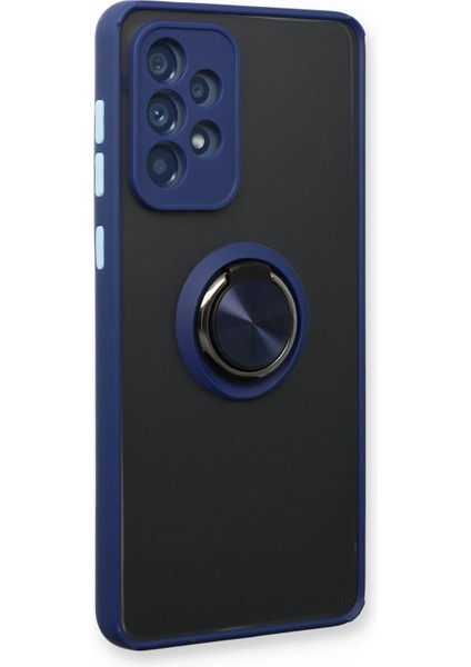 Samsung Galaxy A73 5g Kılıf Montreal Yüzüklü Silikon Kapak - Lacivert Ynsmr