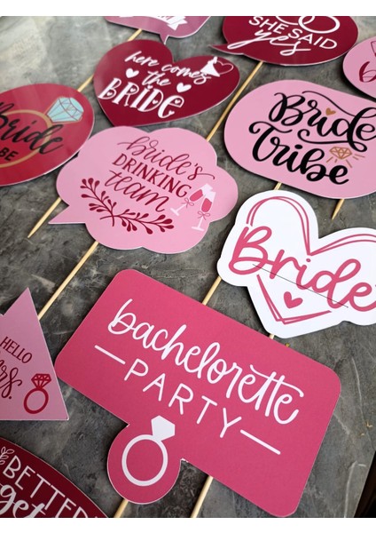Kına Gecesi 12'li Büyük Boy Bekarlığa Veda Konuşma Seti Bride To Be Bride's Team She Said Yes