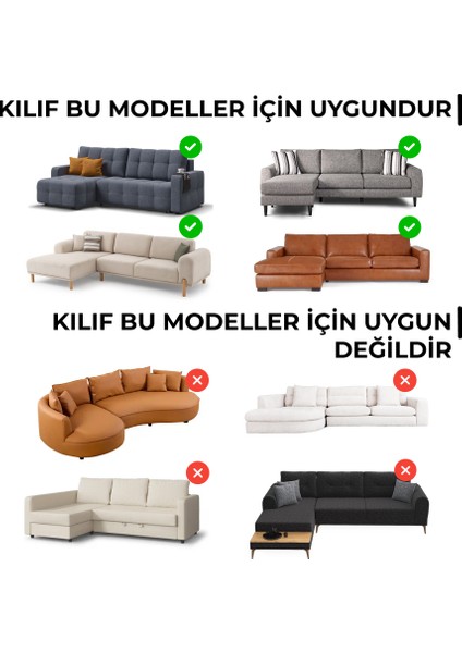 Lastikli Esnek ve Yıkanabilir Sol Çıkıntılı Koltuk Örtüsü Çekyat Kanepe Kılıfı - Kakao