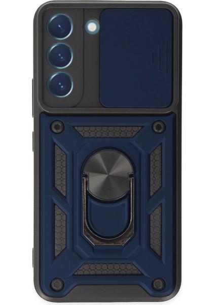 Samsung Galaxy S22 Kılıf Pars Lens Yüzüklü Silikon - Lacivert Ynsmr