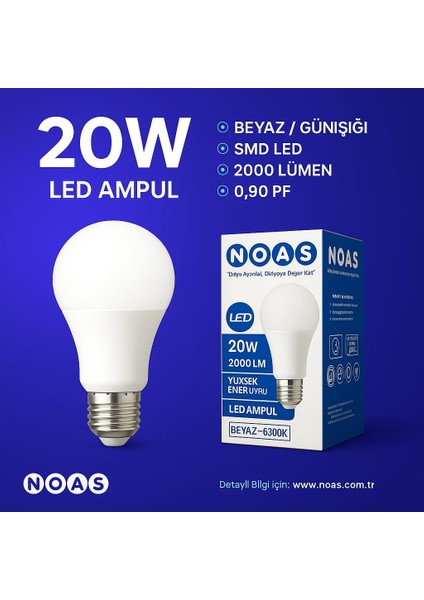 20 W Touch Ledli Ampul Beyaz