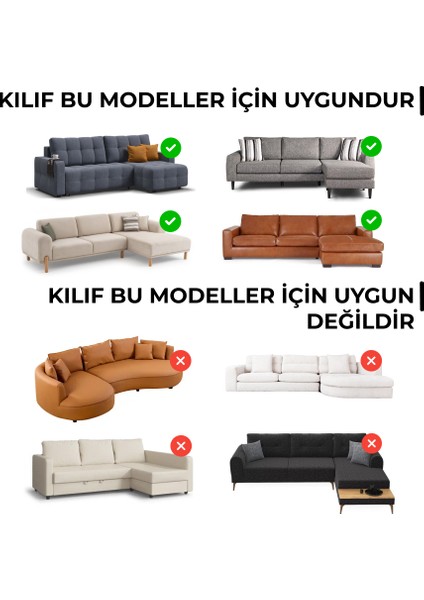 Lastikli Esnek ve Yıkanabilir Sağ Çıkıntılı Koltuk Örtüsü Çekyat Kanepe Kılıfı - Kakao