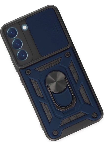 Samsung Galaxy S22 Kılıf Pars Lens Yüzüklü Silikon - Lacivert Ynsmr