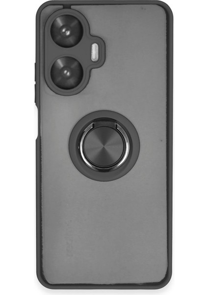 Realme C55 Kılıf Montreal Yüzüklü Silikon Kapak - Siyah Ynsmr