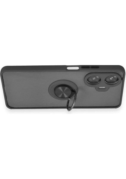 Realme C55 Kılıf Montreal Yüzüklü Silikon Kapak - Siyah Ynsmr