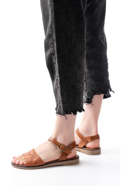 205-012 Taba Ortopedik Deri Kadın Sandalet modelleri