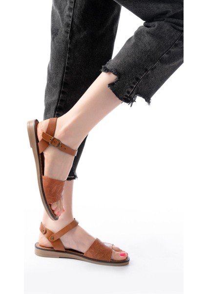 205-012 Taba Ortopedik Deri Kadın Sandalet fırsatları