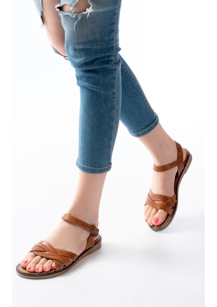 205-037 Taba Deri Ortopedik Taban Kadın Sandalet fırsatları