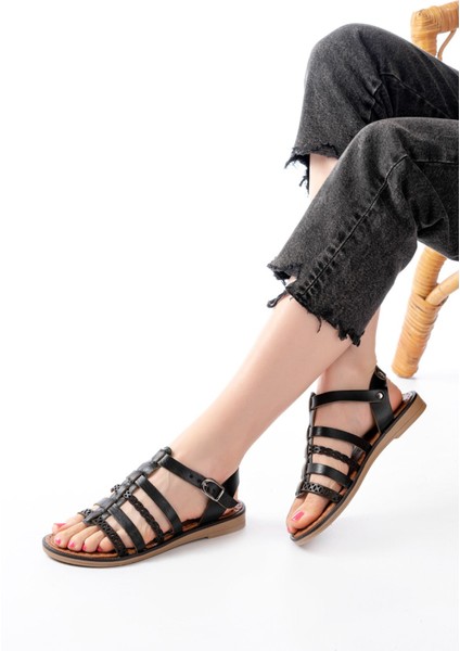 205-014 Bej Lazerli Kesim Deri Ortopedik Taban Günlük Kadın Sandalet fiyatları