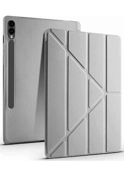Samsung Galaxy X510 Tab S9 Fe 11 Kılıf Kalemlikli Mars Tablet Kılıfı - Koyu Gri Ynsmr