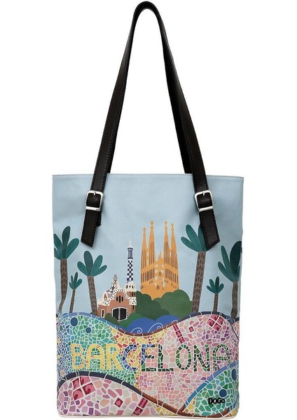 Kadın Vegan Deri Çok Renkli Omuz Çantası - The Mosaics Of Barcelona Tasarım
