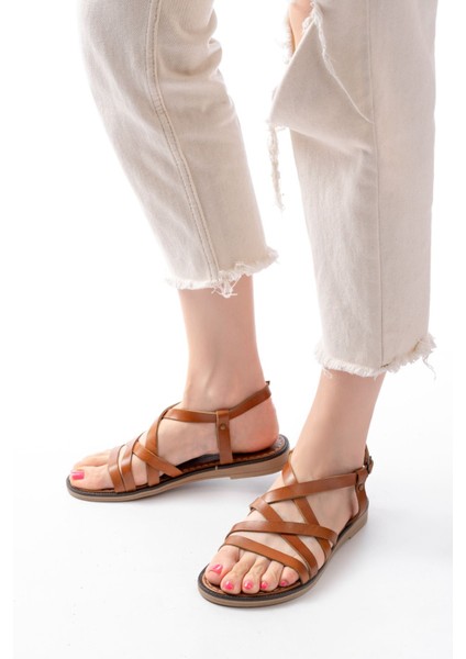 205-017 Beyaz Ortopedik Deri Kadın Sandalet fırsatları