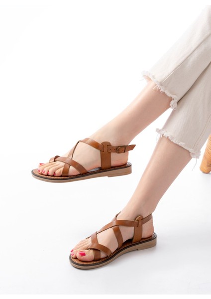 205-08 Siyah Ortopedik Deri Kadın Sandalet