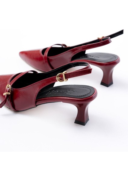 H-470 Bordo Rugan Baret Tokalı Arkası Açık Günlük Kadın Sandalet indirimleri