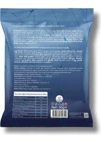 Beyaz Çikolatalı Kremalı Bisküvi Çilek Draje, 50G fiyatları